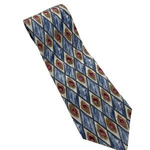 Vintage Louis Feraud Tie 80s Pastel Diamond Print Pattern Italian Silk